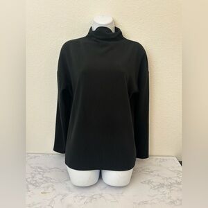 A New Day Women Black Long Sleeve Turtleneck Top Sz M Pullover Shirt Blouse